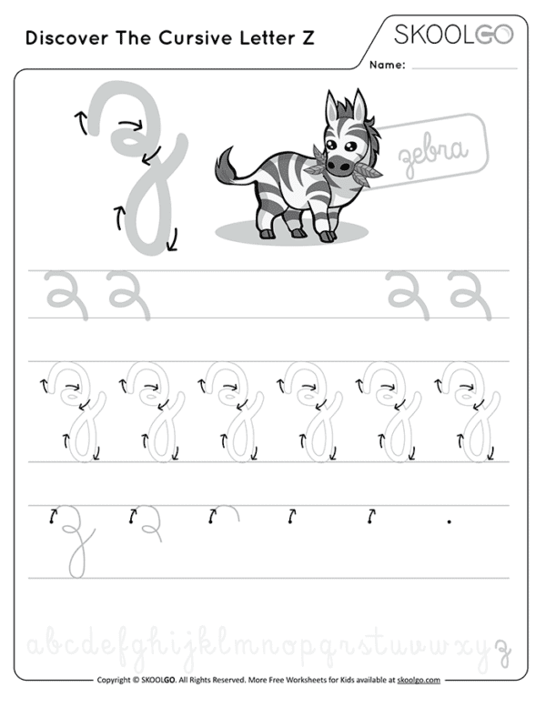Discover The Cursive Letter Z | Free worksheet by SKOOLGO