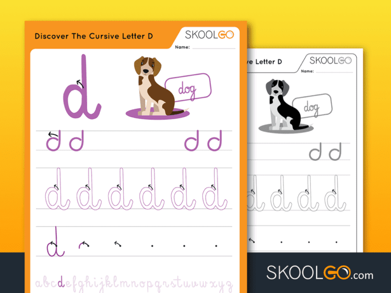 discover the cursive letter d free worksheet by skoolgo