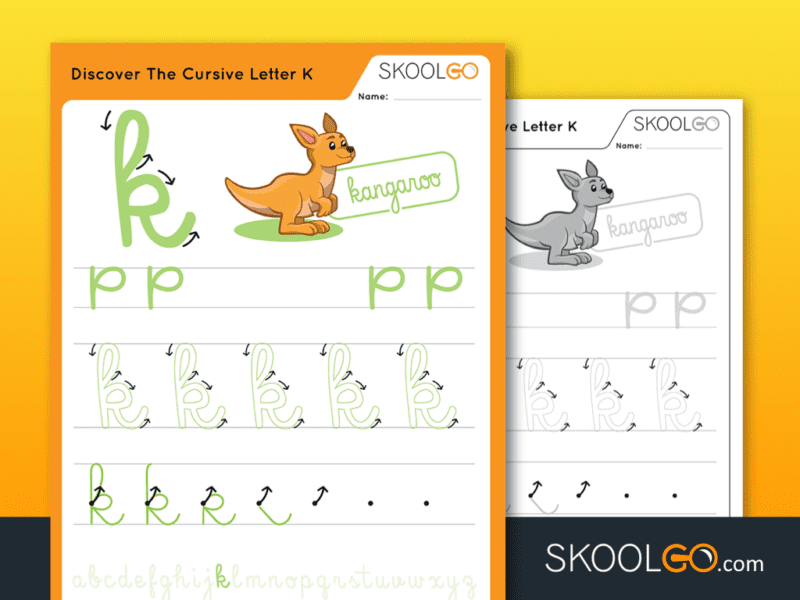 Discover The Cursive Letter K | Free worksheet by SKOOLGO