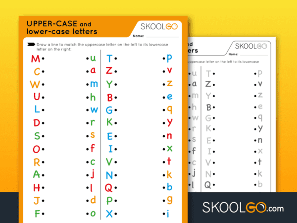 Upper-Case and Lower-Case Letters - Free Worksheet for Kids