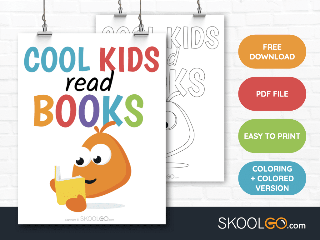 Cool Kids Read Books Free Classroom Poster SKOOLGO