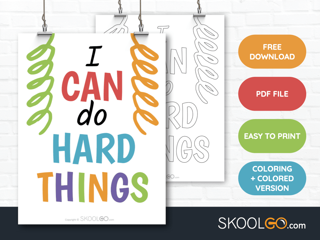 I Can Do Hard Things Free Classroom Poster SKOOLGO