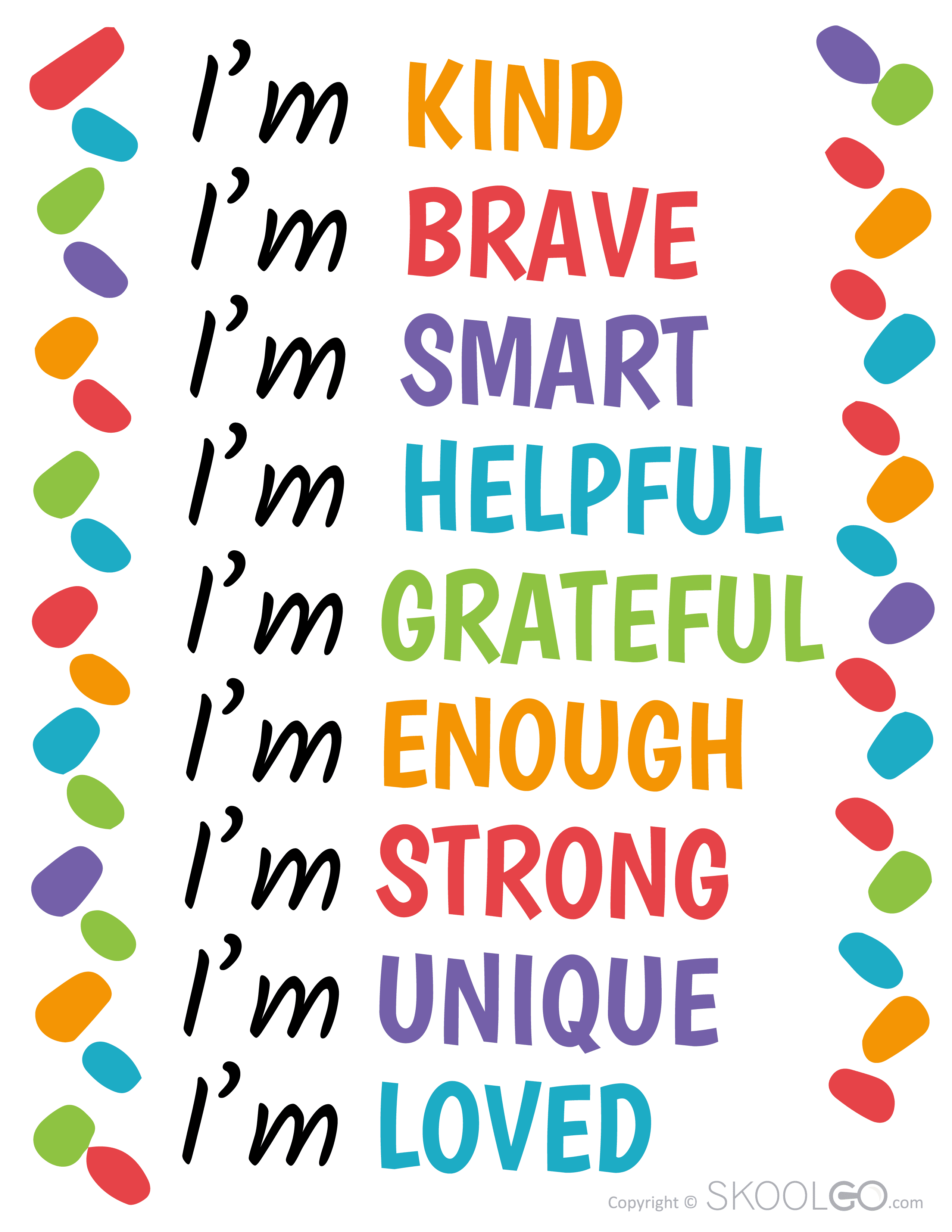 I Am Kind Brave Smart Helpful Grateful Enough Strong Unique 