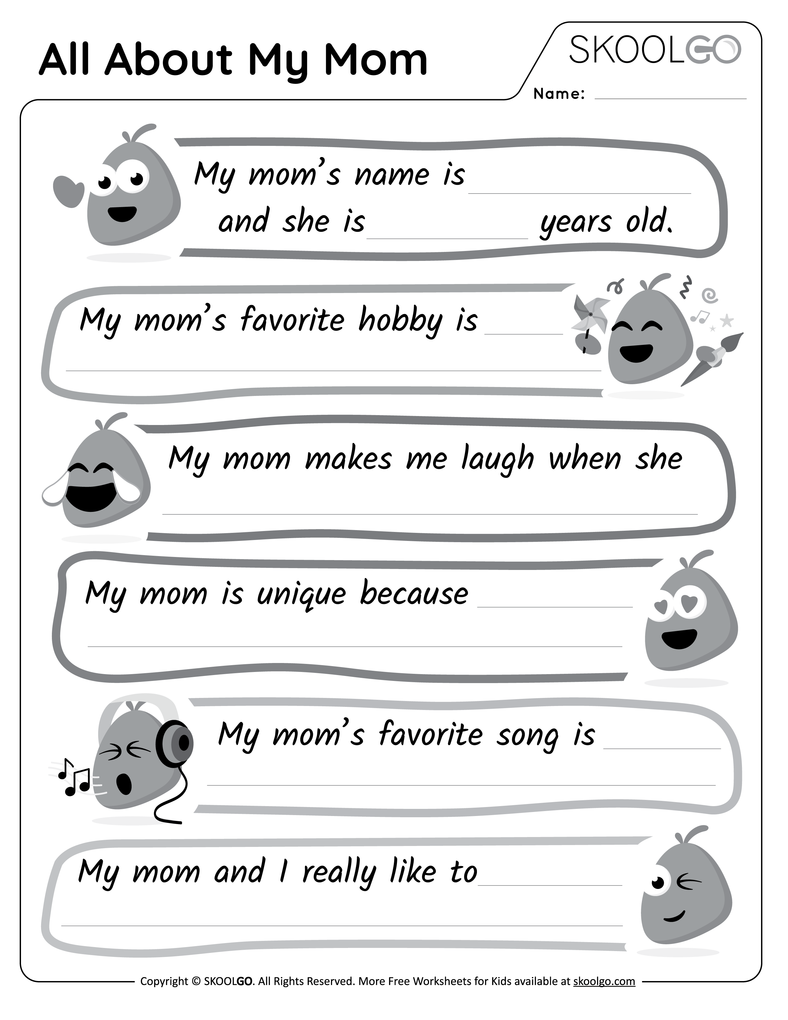 All About My Mom 2 Free Worksheet SKOOLGO