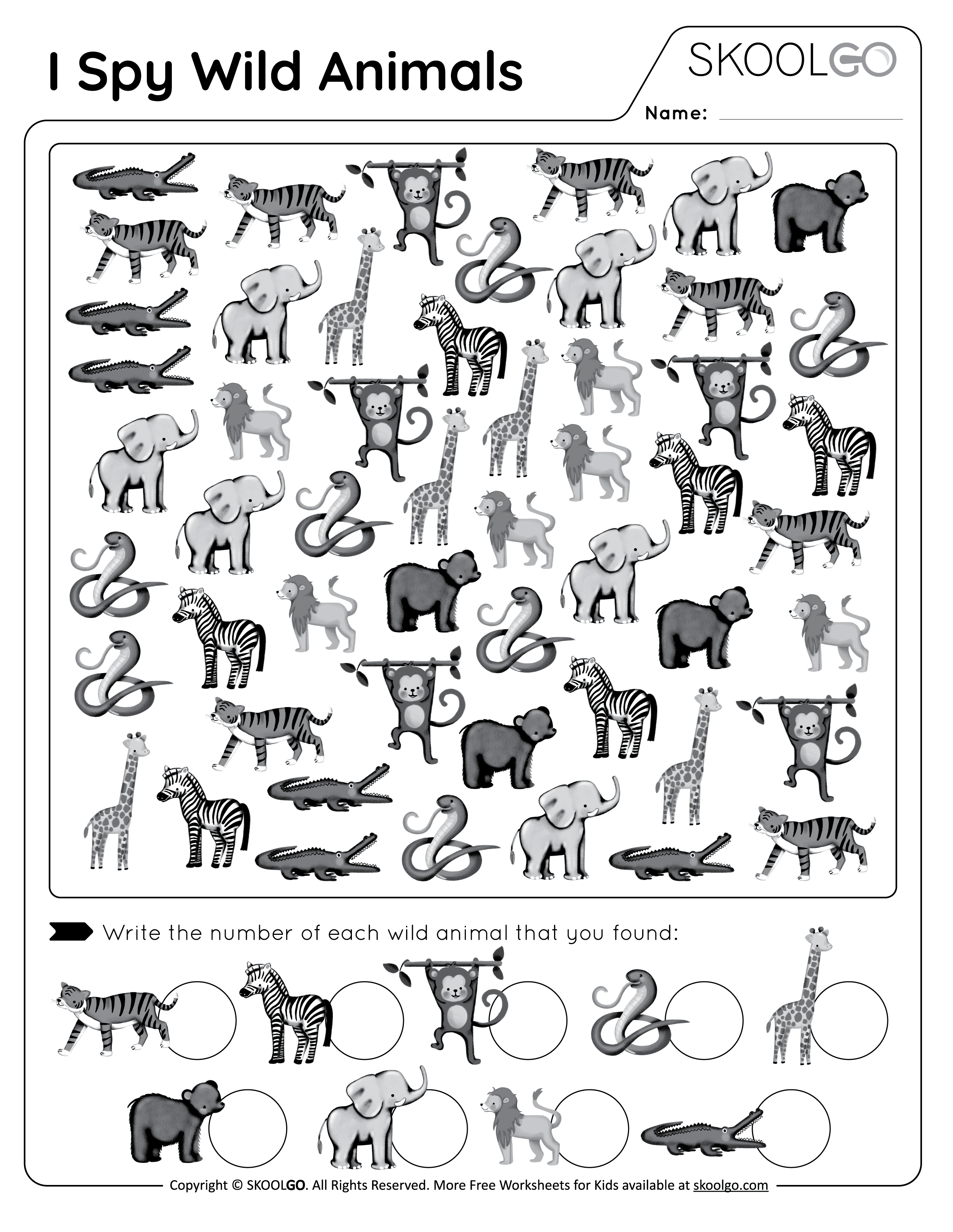 Wild Animals Worksheets Preschool