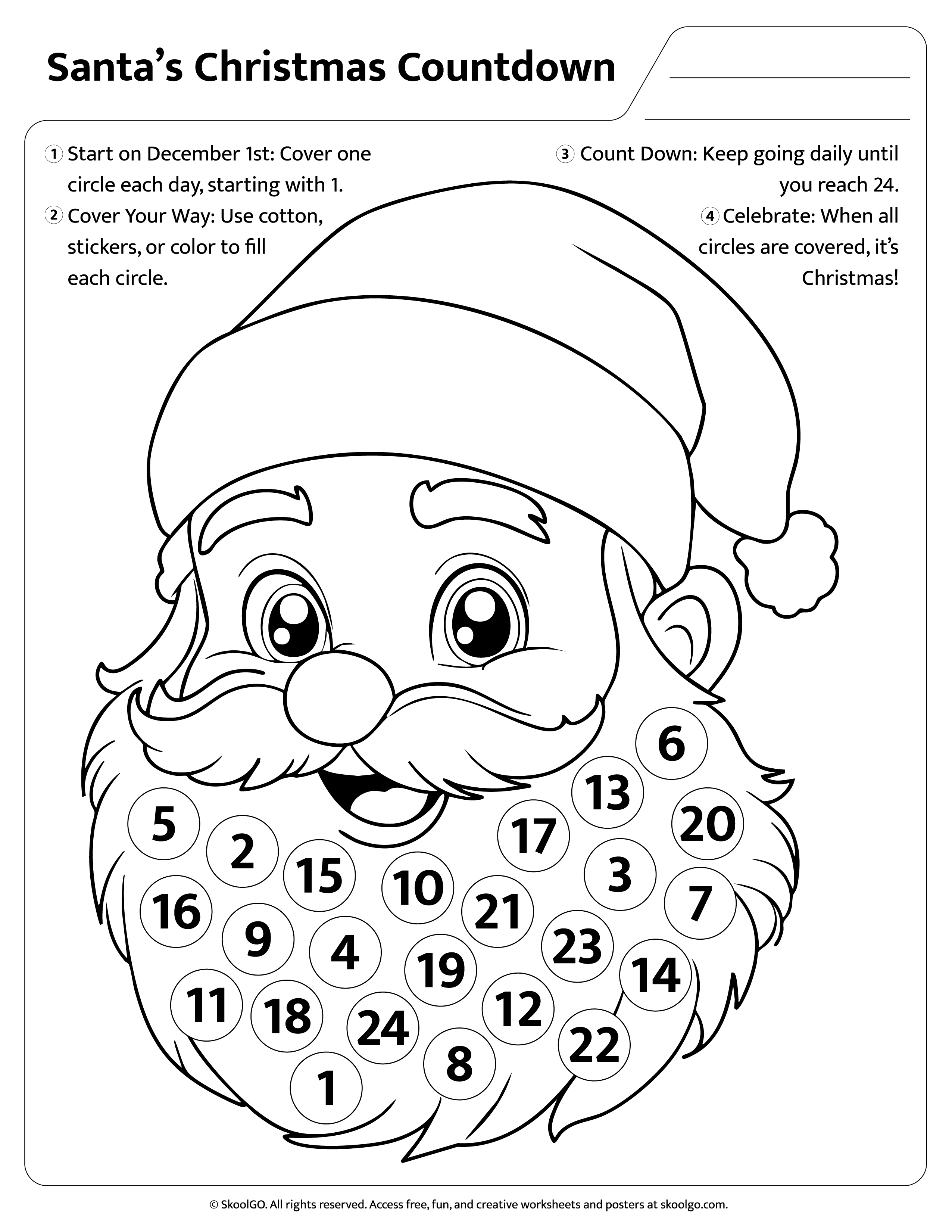 Christmas Countdown Coloring Pages 2025 