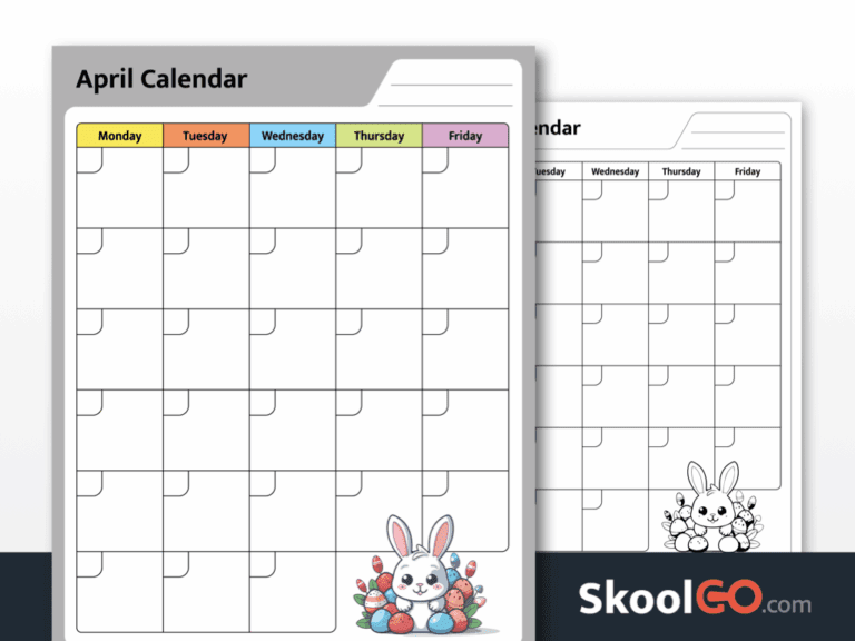 Free April Calendar Worksheet Printable PDF for Kids - SKOOLGO