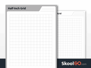Half inch grid paper printable worksheet PDF for math graphing and drawing activities