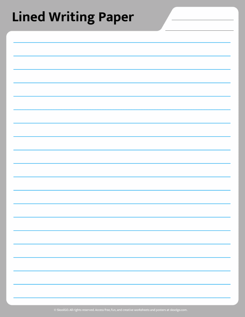 lined writing paper worksheet with border for kids handwriting and sentence practice printable PDF
