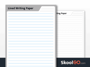 lined writing paper worksheet printable PDF with bordered and border-free pages for kids handwriting practice