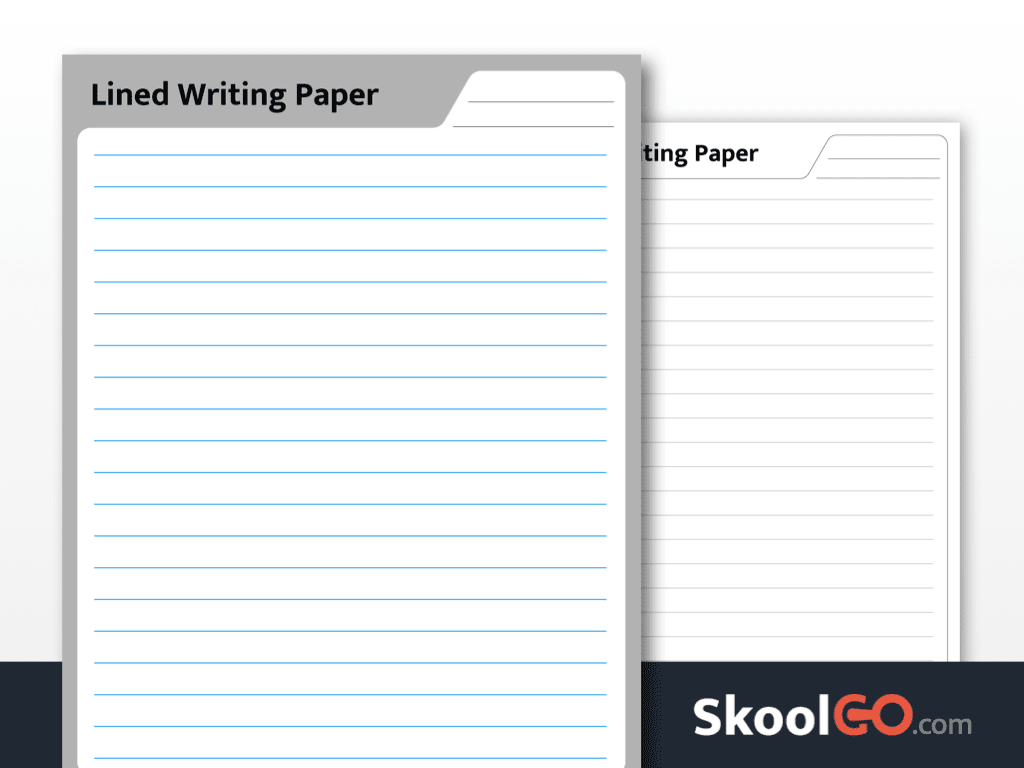 lined writing paper worksheet printable PDF with bordered and border-free pages for kids handwriting practice