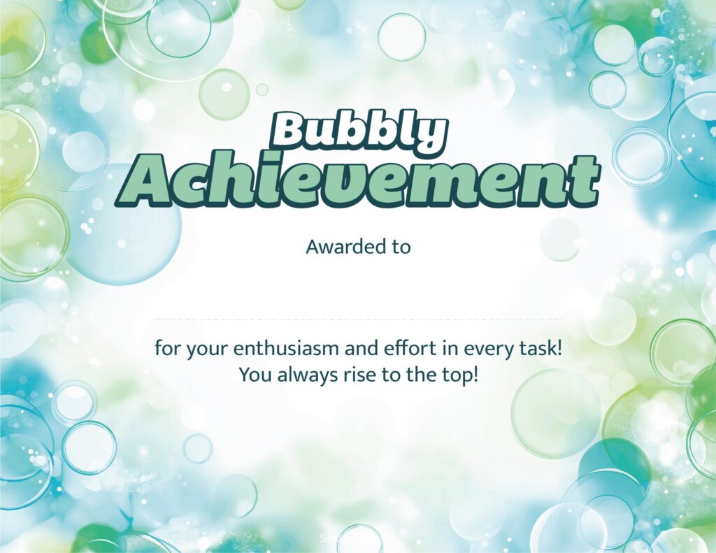 Full page Bubbly Achievement certificate template in landscape Letter size