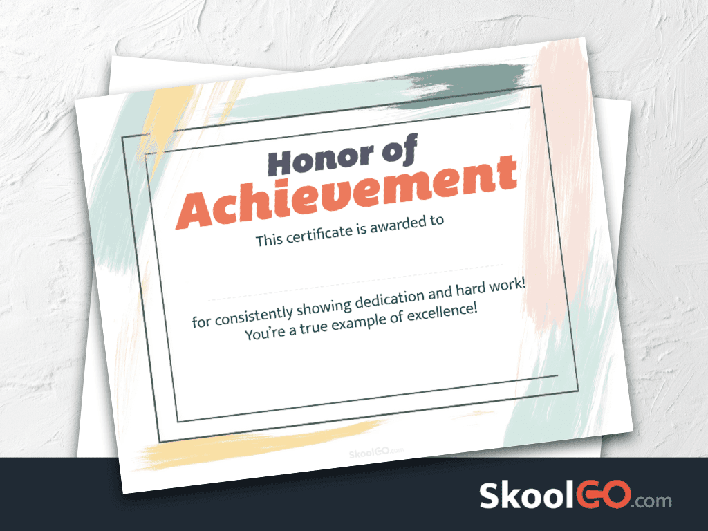 Honor of Achievement certificate template free printable PDF for classroom student recognition with SkoolGO design