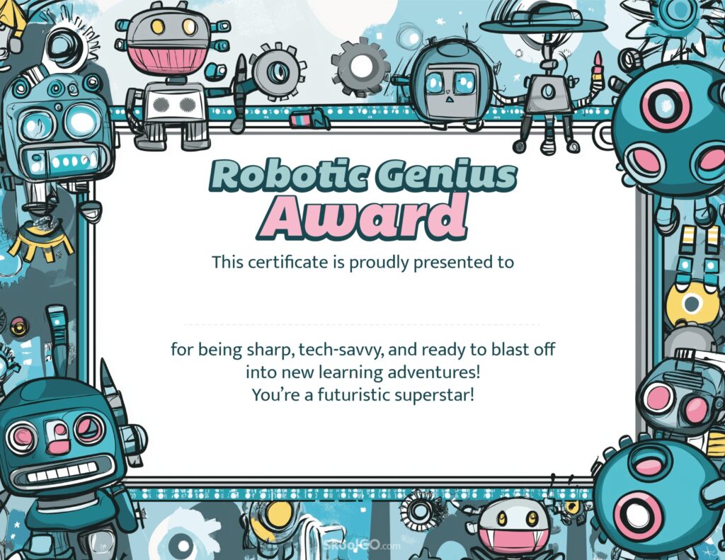 Robotic Genius Certificate Template – Free Printable Award for Students