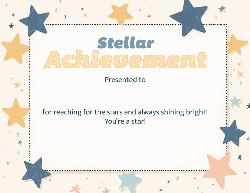 Stellar Achievement certificate template full printable certificate with star-themed design