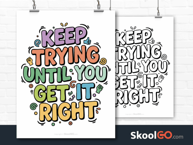 Keep Trying Until You Get It Right Classroom Poster - SKOOLGO