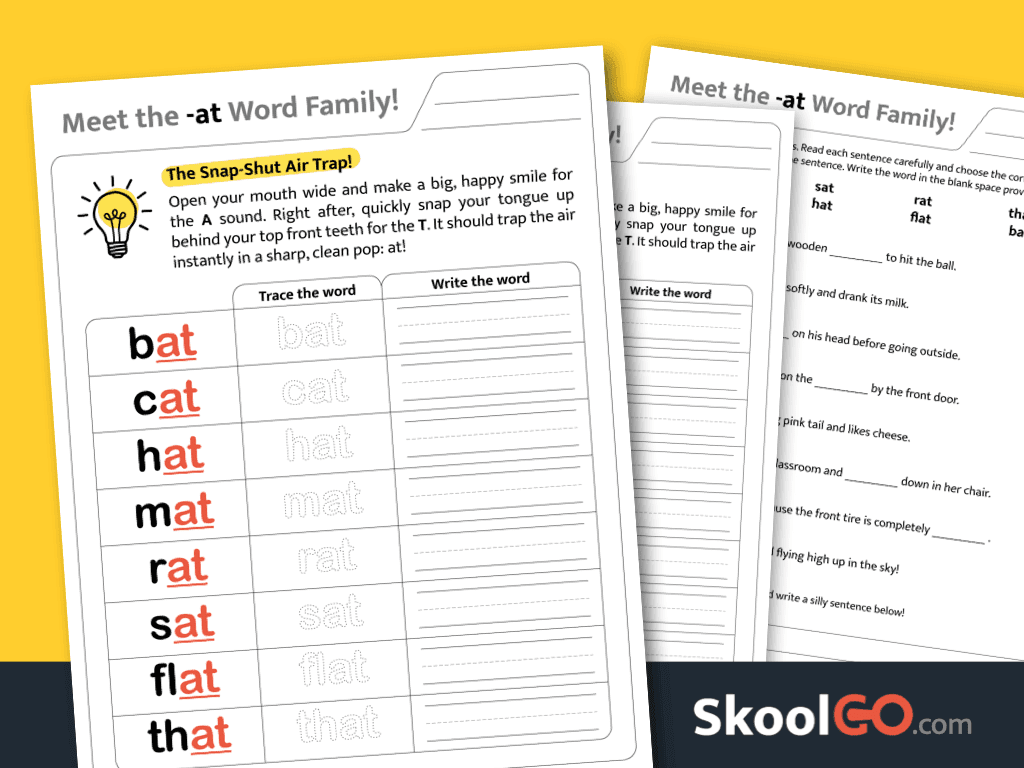 at Word Family Worksheet – Fun phonics practice for early readers