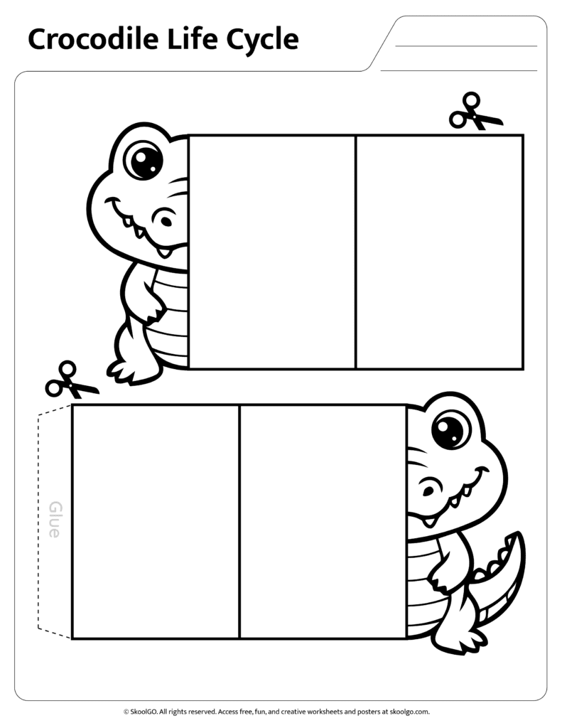 Printable crocodile life cycle assembly activity for science learning