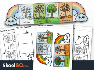 Engaging four seasons cut and paste worksheet for kids to learn seasonal changes through hands-on activities