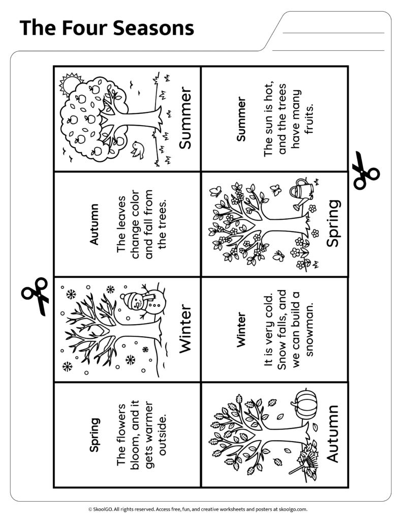 four seasons cut and paste worksheet reading info