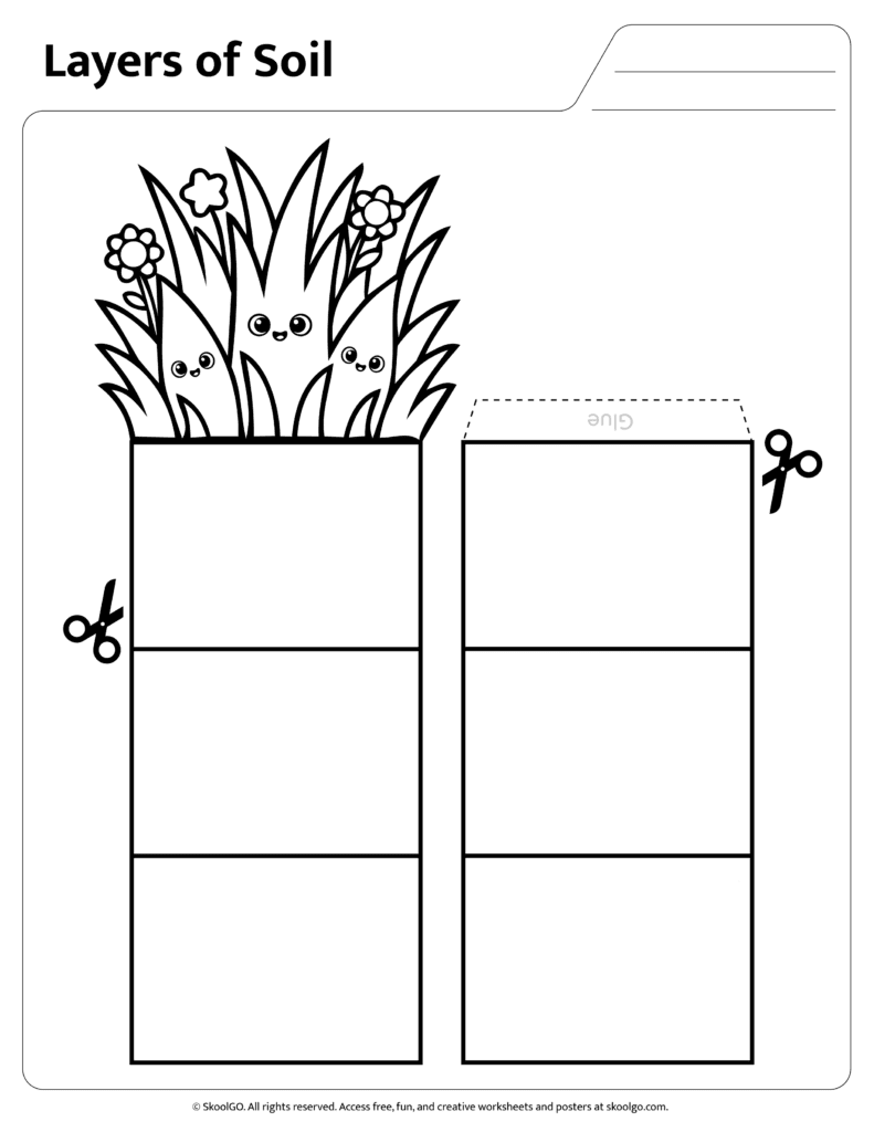Printable cut out pieces for layers of soil sorting activity