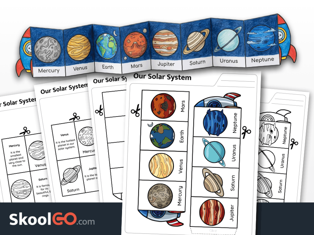 Our solar system cut and paste activity worksheet for printable science learning