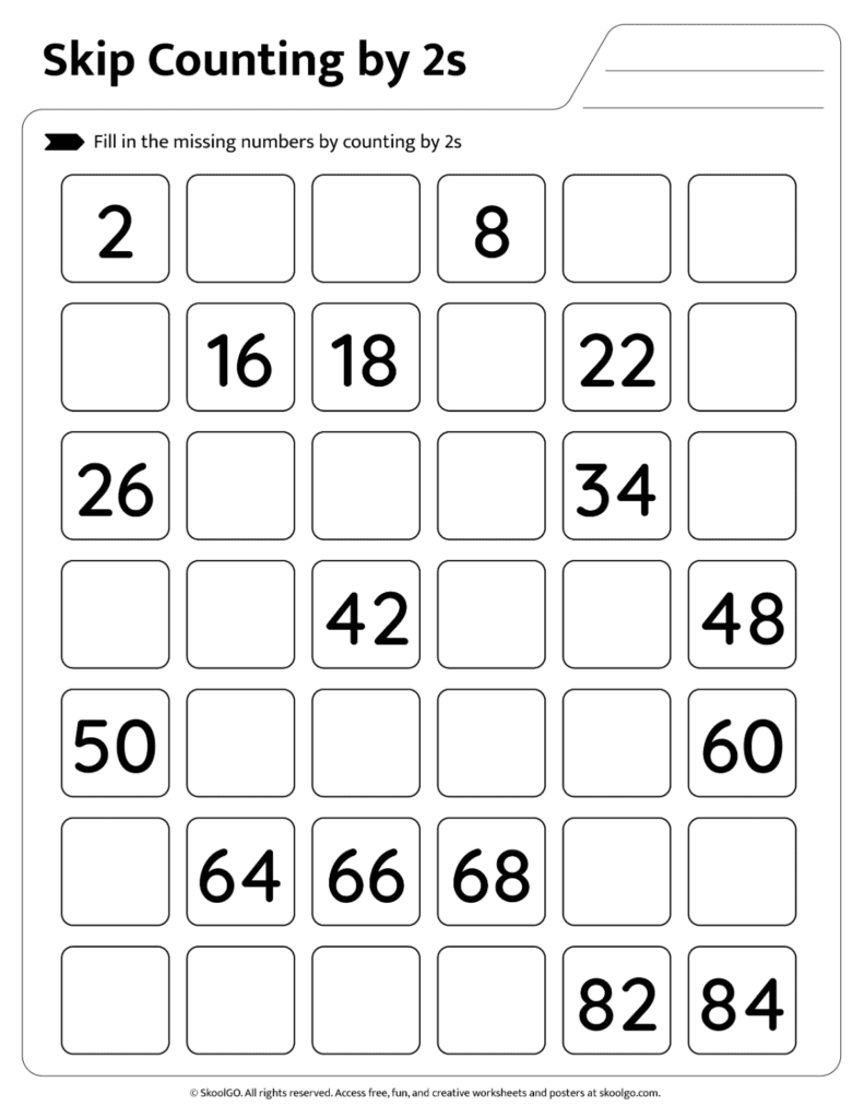 Skip Counting by 2s Practice Page 6 Final skip counting by 2s worksheet practice page