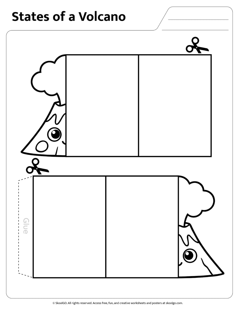 States of a Volcano Craft Template Printable volcano states craft template for science lessons