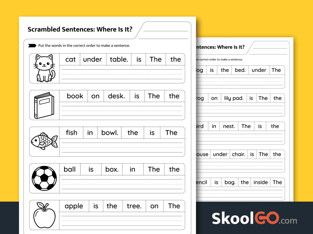 Where is it scrambled sentences worksheet for prepositions and grammar practice