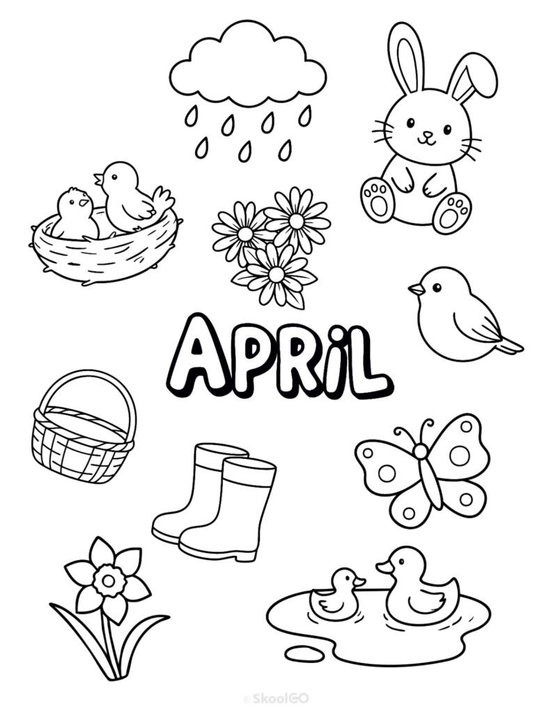 April Journal Planner Bundle Cover Black and White April Journal Planner Bundle printable cover page in black and white