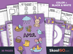 Free Printable April Journal Planner Bundle with calendars, trackers, journals, and planning pages