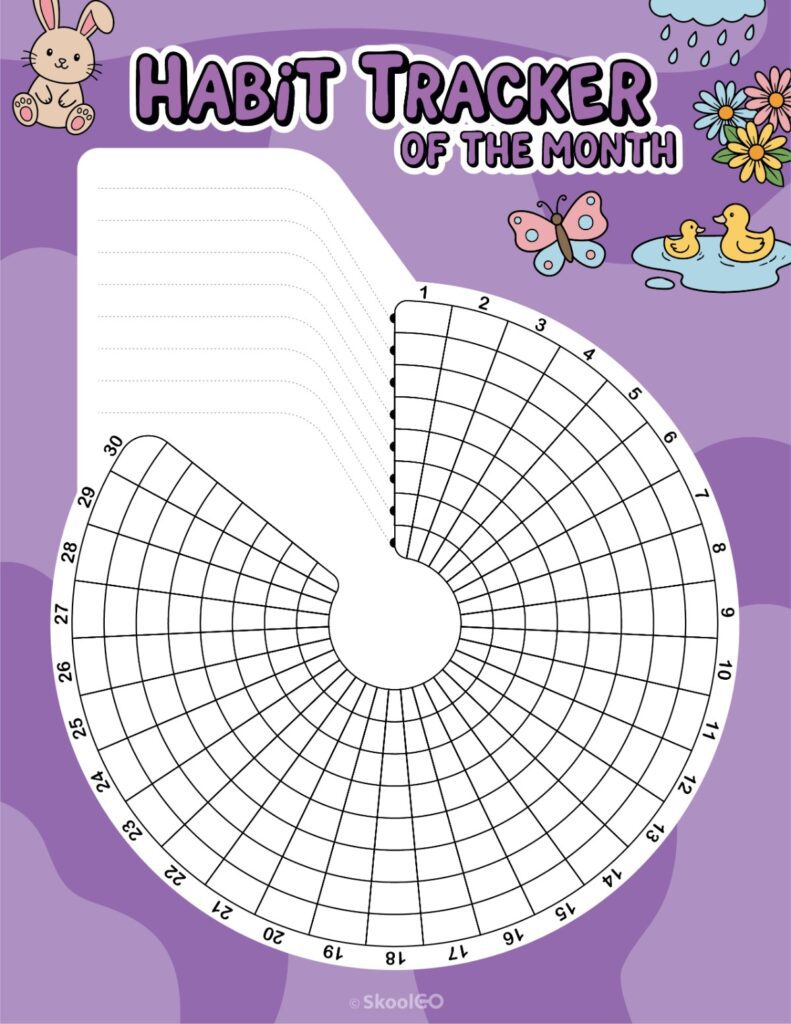 Printable April habit tracker calendar page