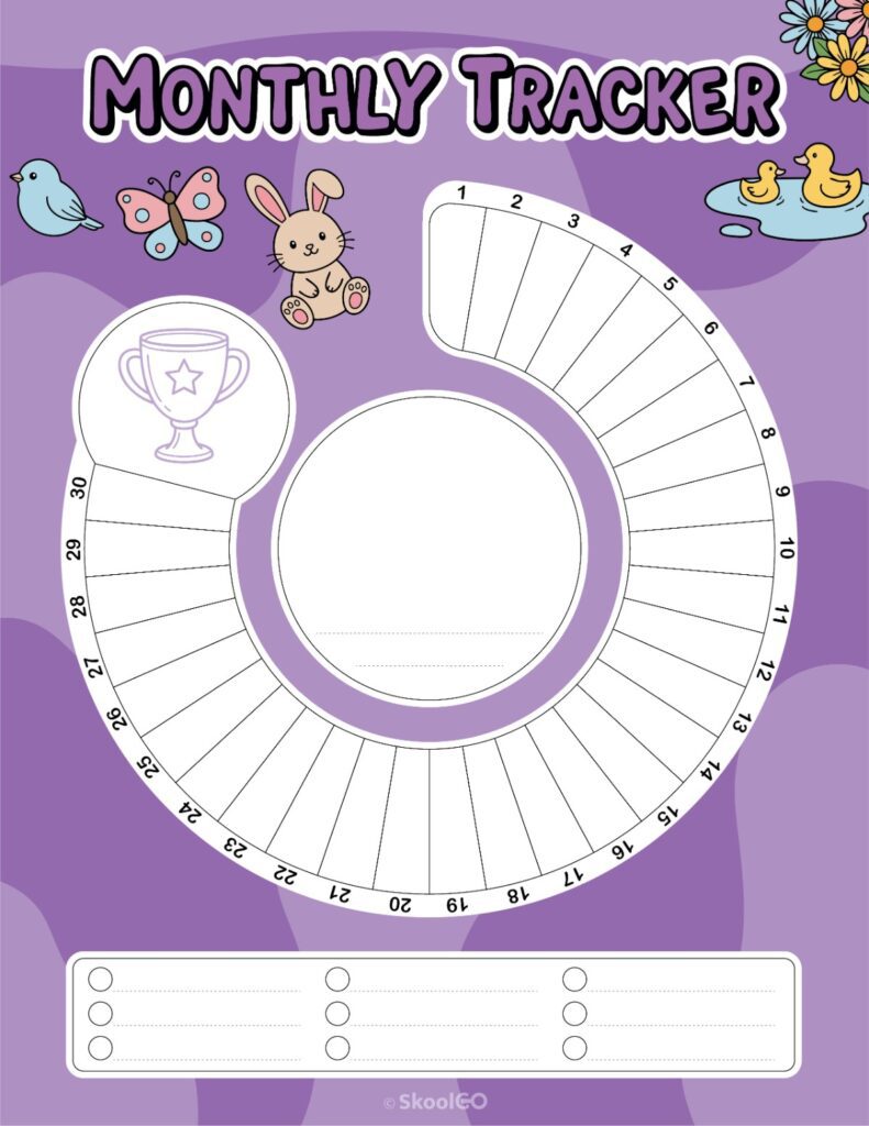 Printable April monthly tracking page