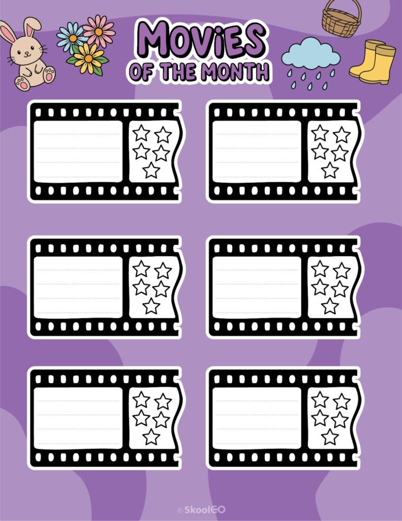 April Movies Page Printable April movies page for journaling, planning, and reminders