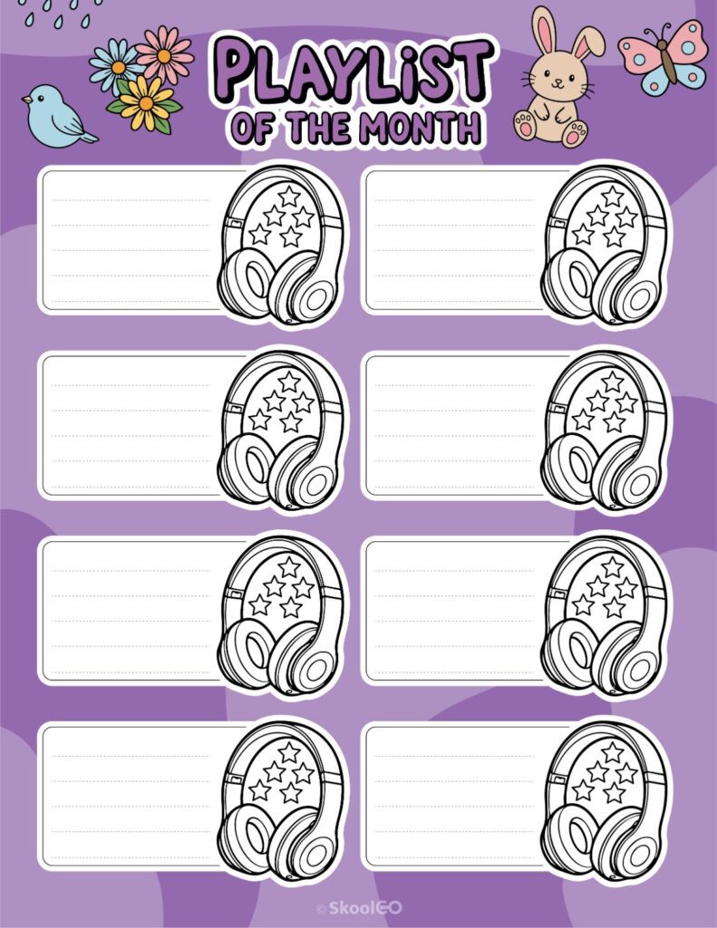April Playlists Page Printable April playlists page for journaling, planning, and reminders