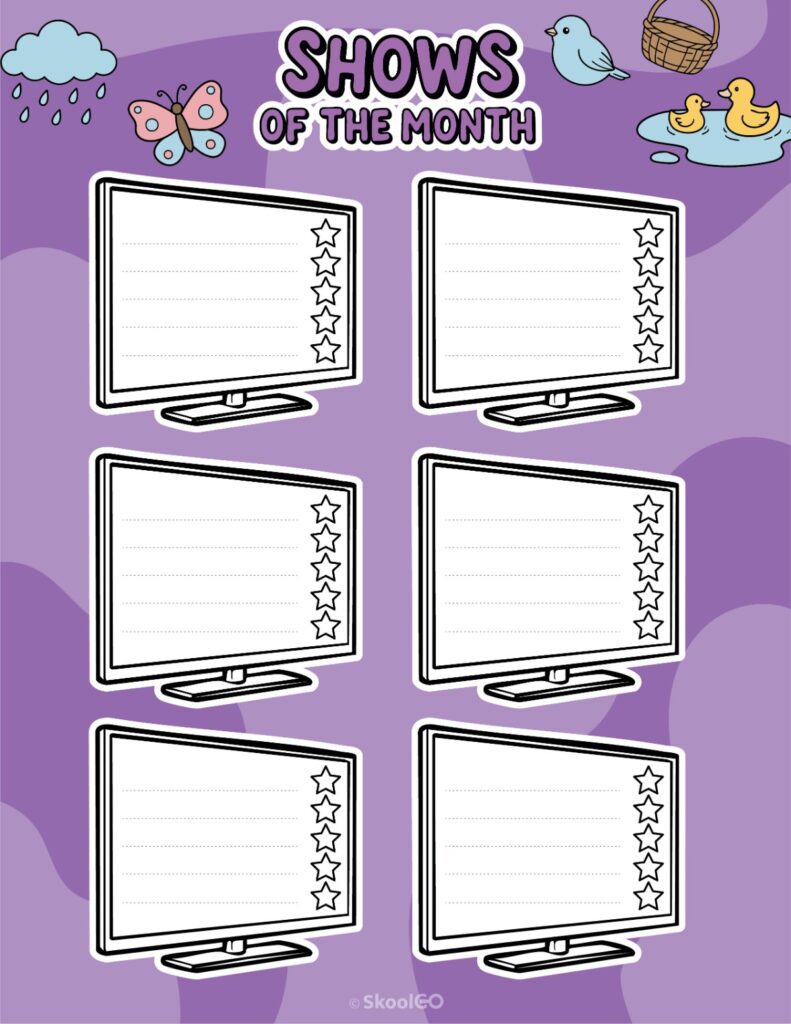 April Shows Page Printable April shows for journaling, planning, and reminders