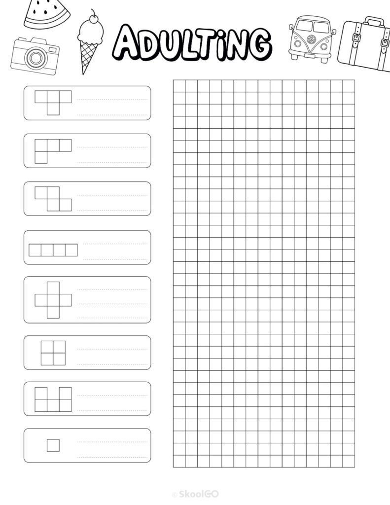 Printable August adulting tracker planner page in black and white