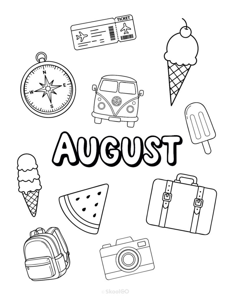 August Journal Planner Bundle Cover Black and White August Journal Planner Bundle printable cover page in black and white