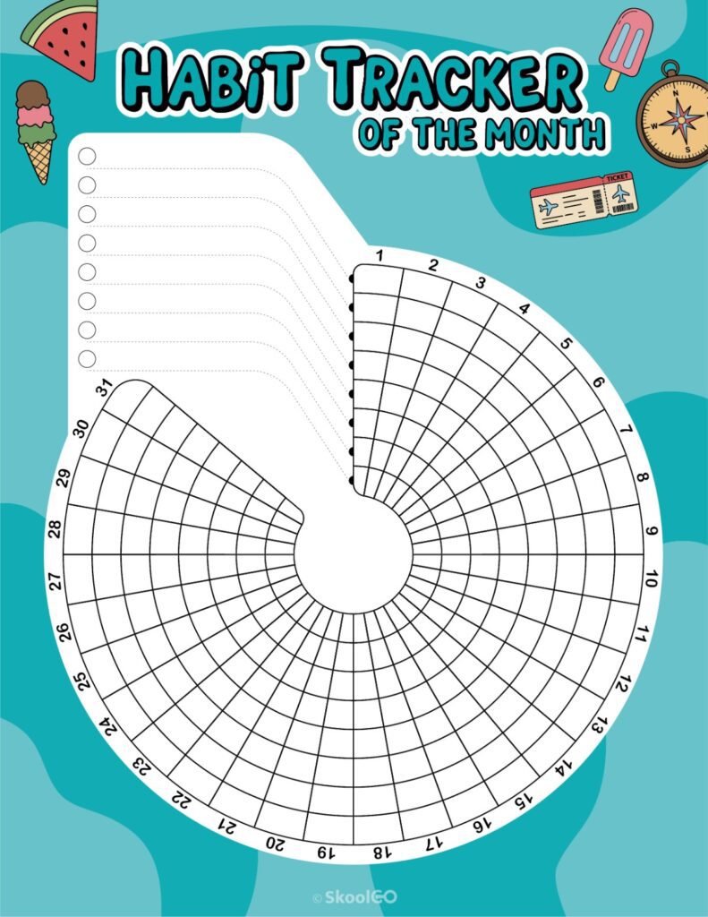Printable August habit tracker calendar page