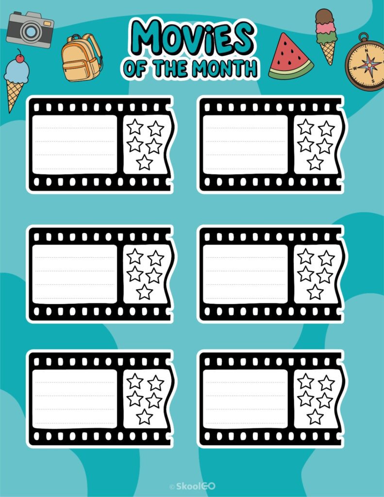 August Movies Page Printable August movies page for journaling, planning, and reminders