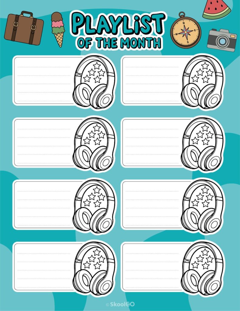 August Playlists Page Printable August playlists page for journaling, planning, and reminders