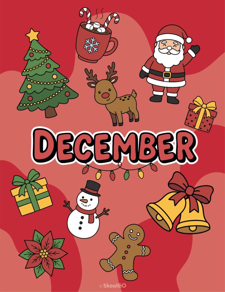 December Journal Planner Bundle printable cover page in color