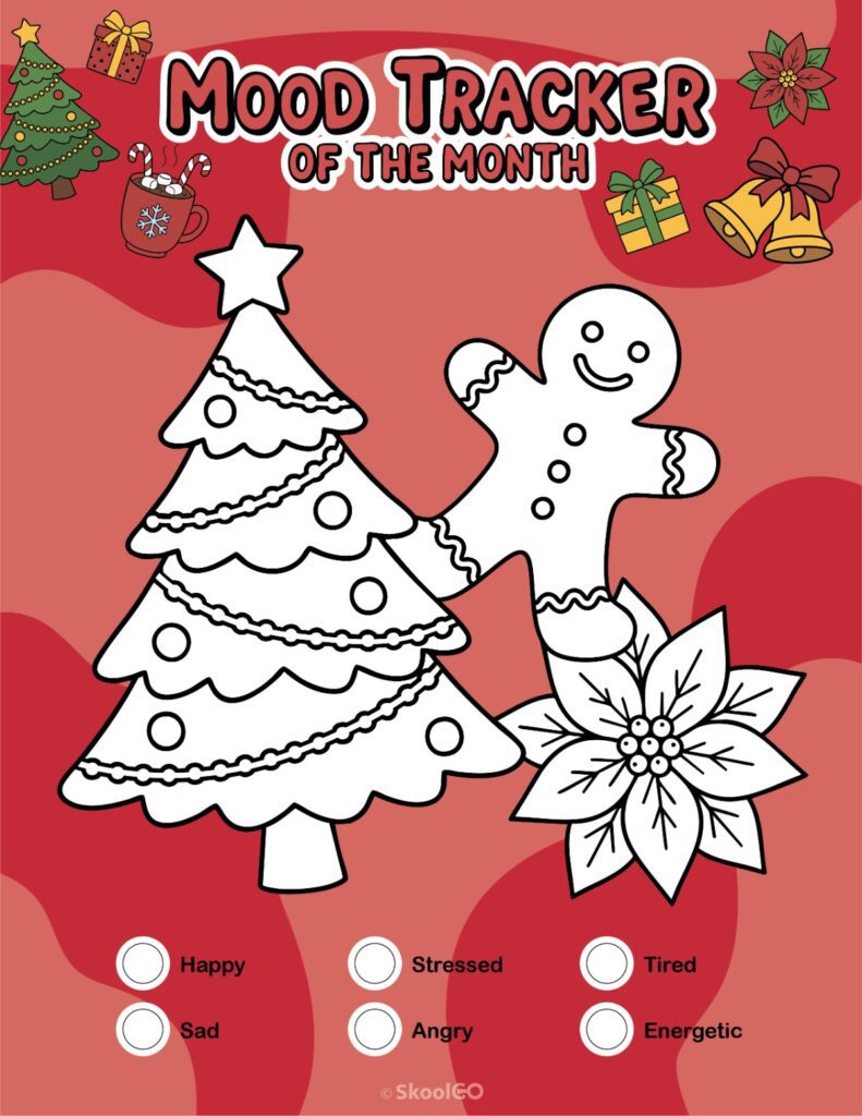 Printable December mood tracker page