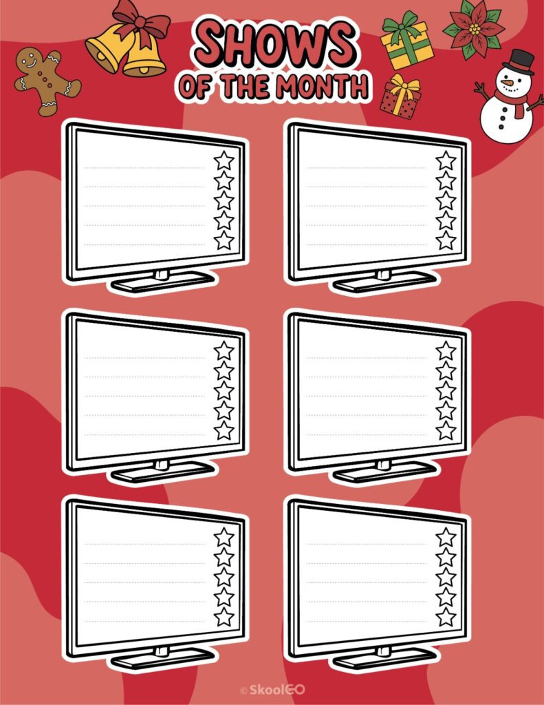 Printable December shows for journaling, planning, and reminders