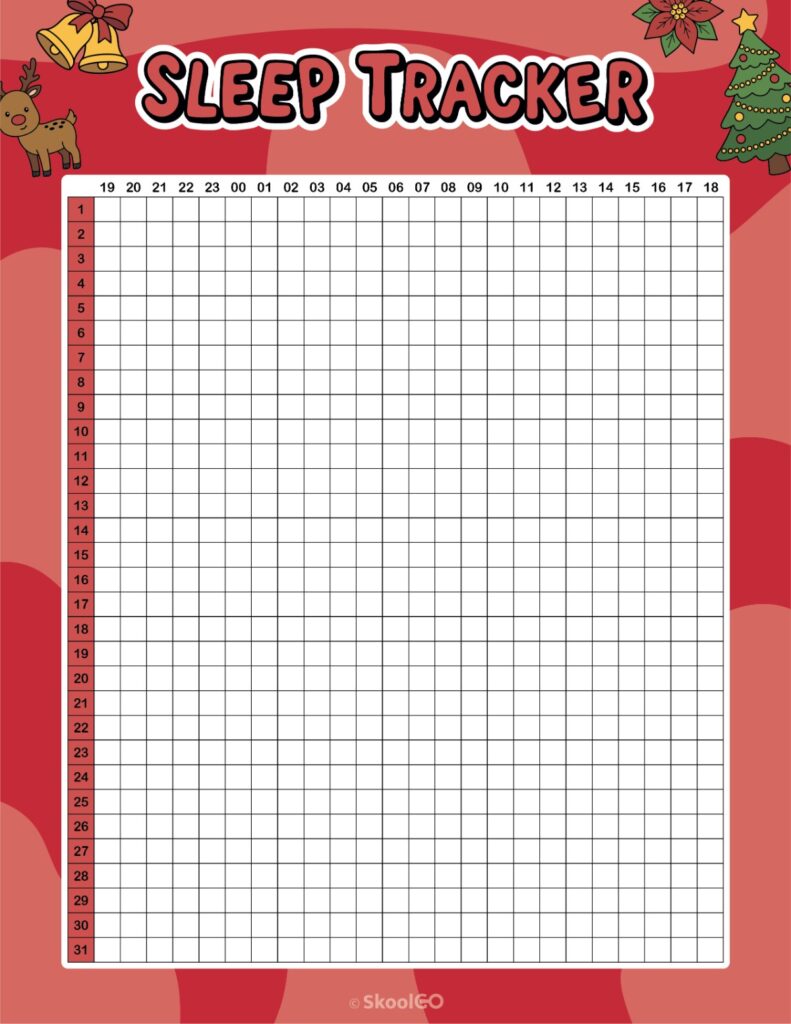 Printable December sleep tracker planner page