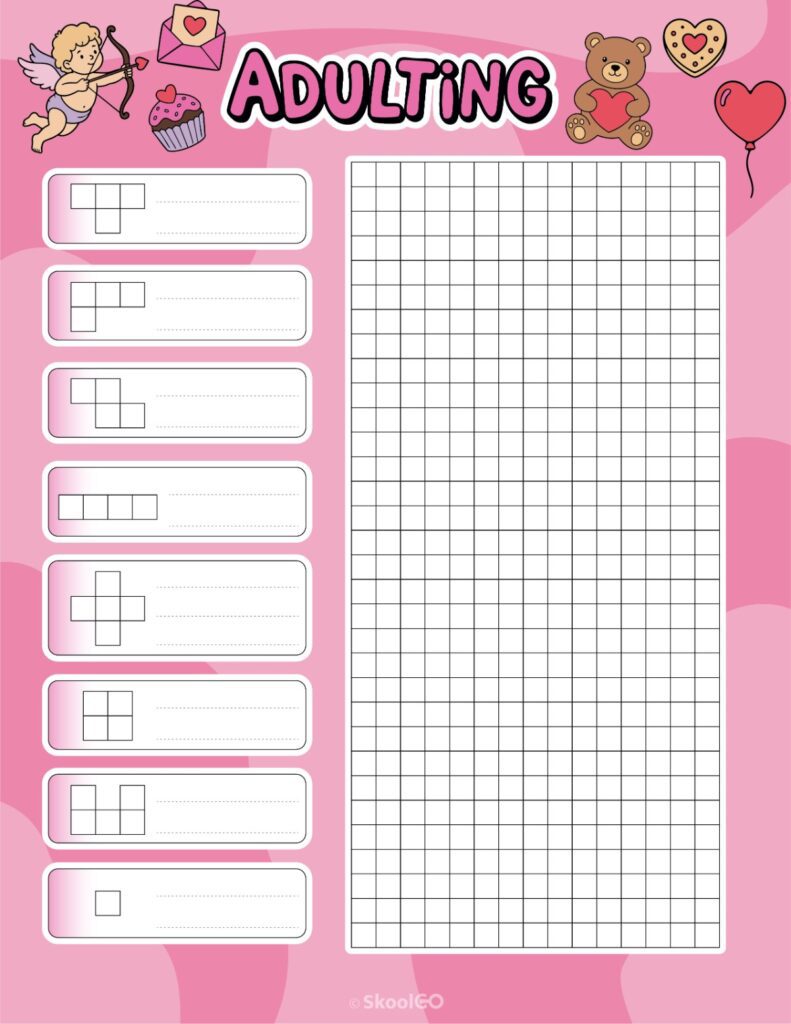 Printable February adulting tracker planner page