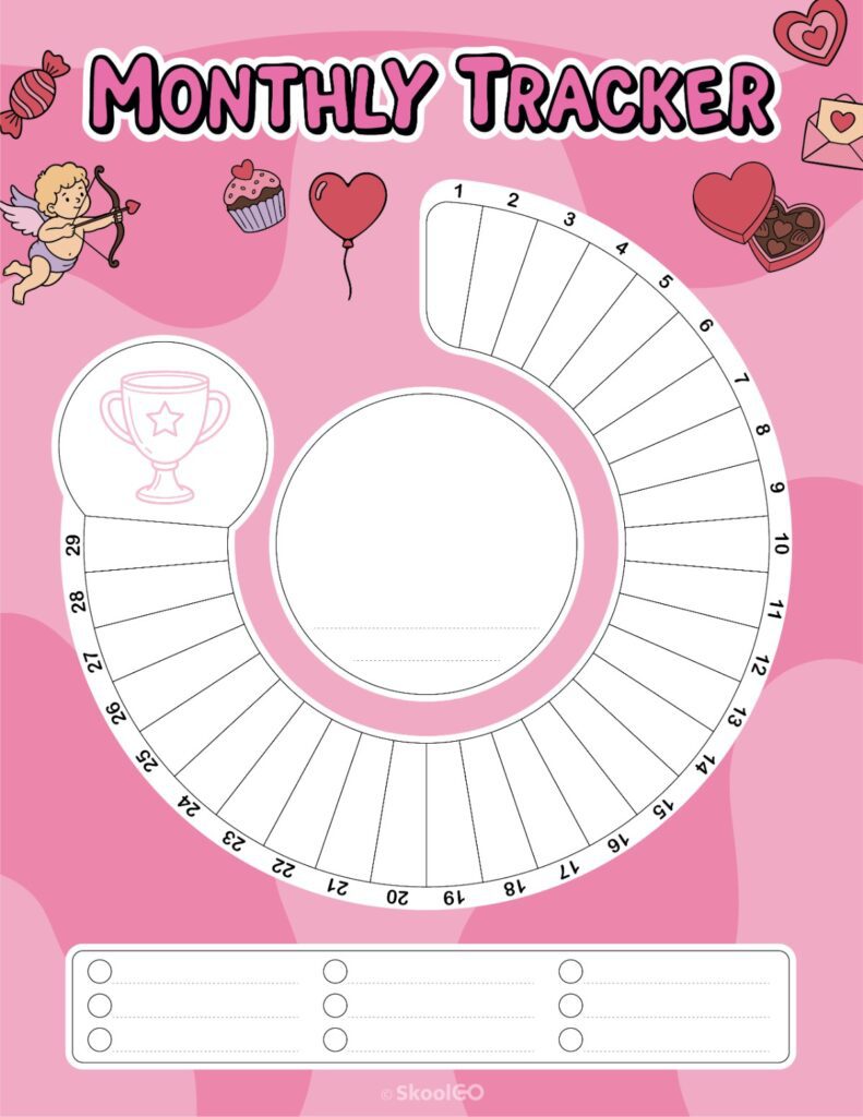 Printable February monthly tracking page