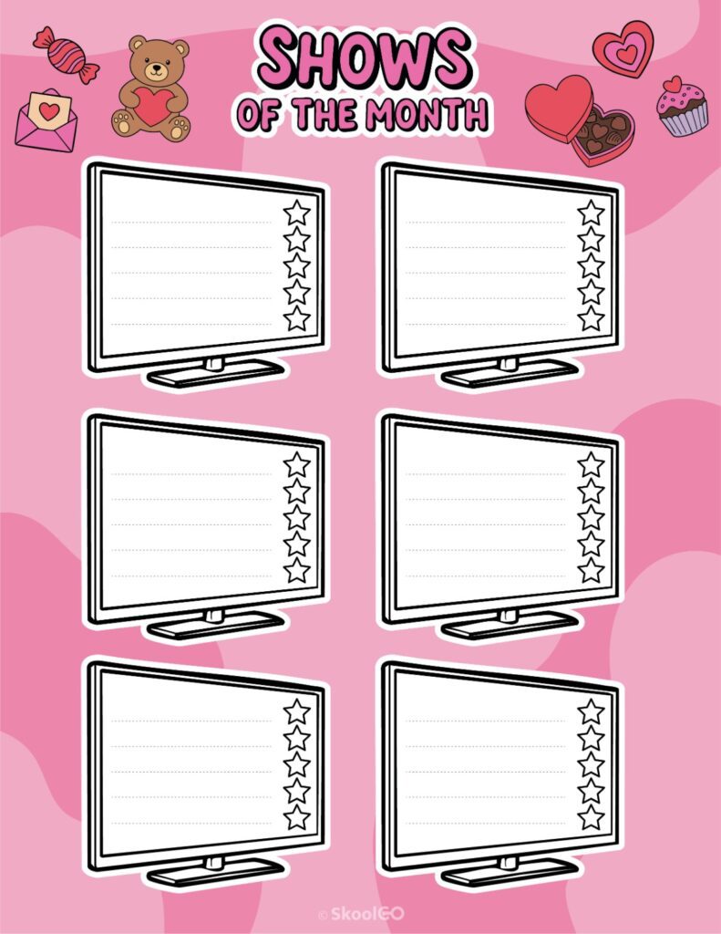 Printable February shows for journaling, planning, and reminders