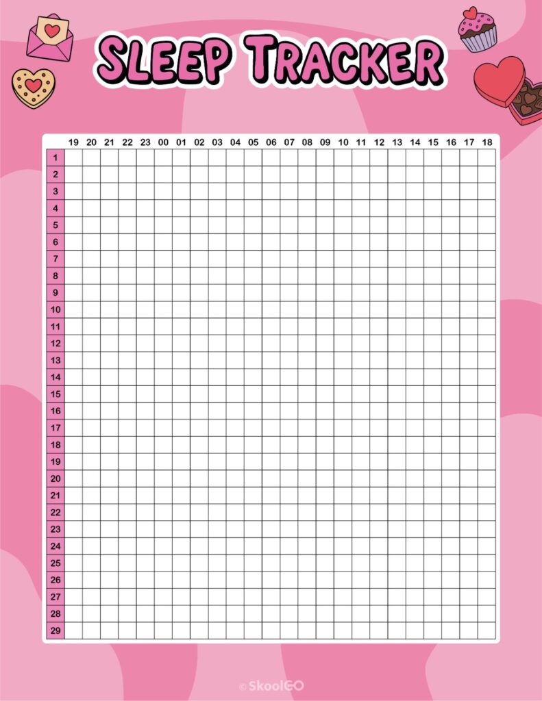 Printable February sleep tracker planner page