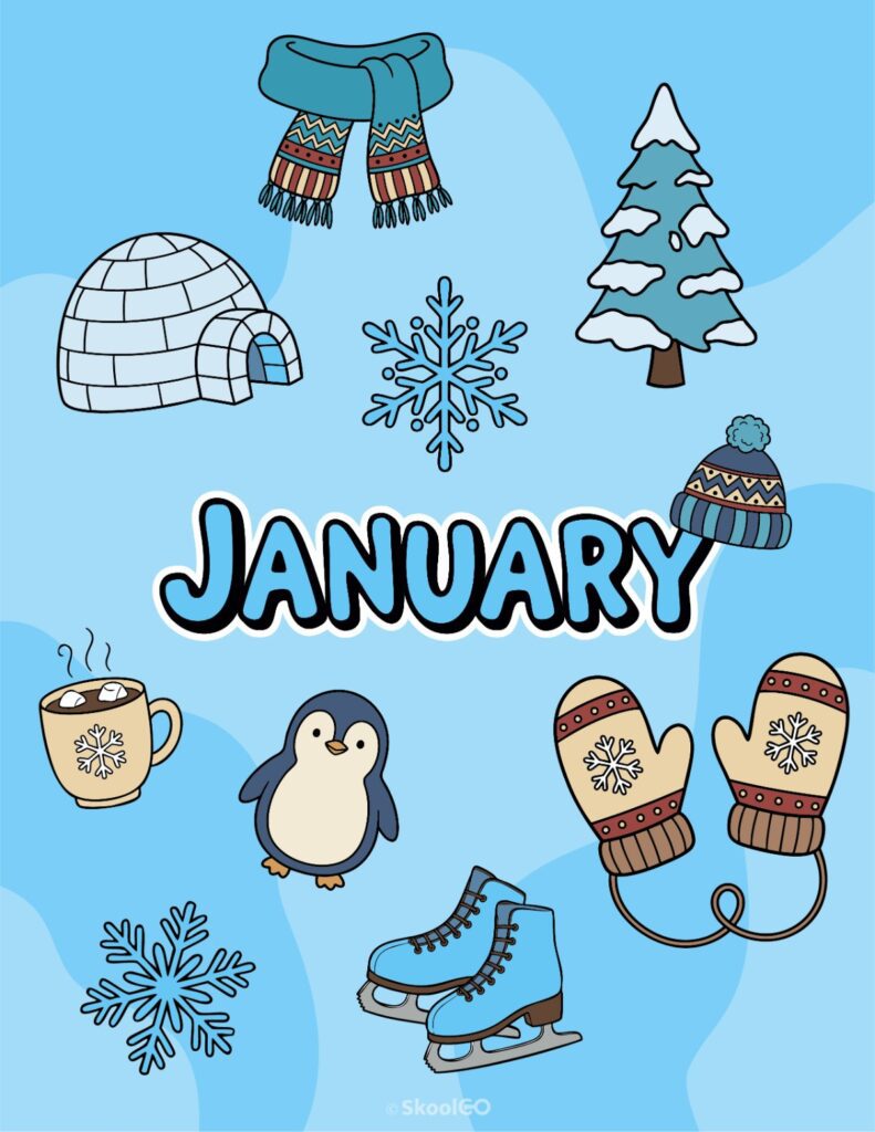 January Journal Planner Bundle printable cover page in color